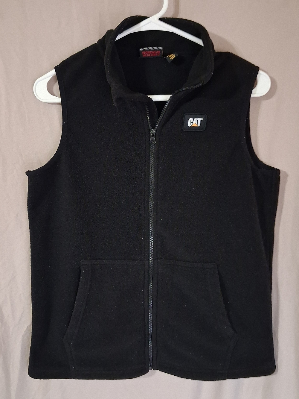 Kids Caterpillar Black Fleece Vest - Soft Zip Front